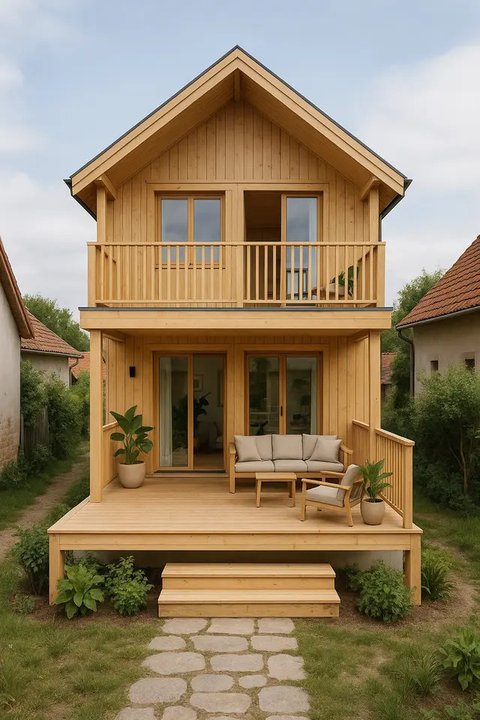 Rumah Kayu Minimalis di Desa Biar Tetap Berkelas Meski Lahan Kecil (created by AI)