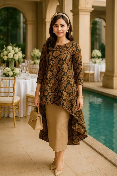 13 Inspirasi Model Tunik Batik Setelan Rok yang Simpel Tapi Mewah, Cocok untuk Segala Acara