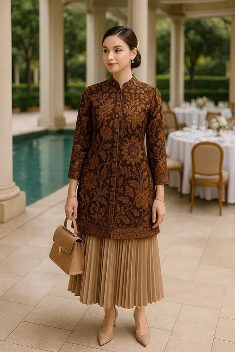 13 Inspirasi Model Tunik Batik Setelan Rok yang Simpel Tapi Mewah, Cocok untuk Segala Acara