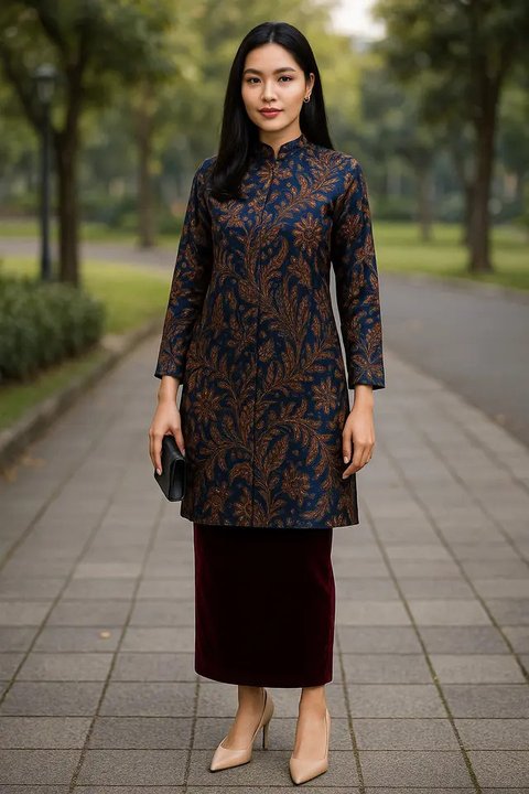 13 Inspirasi Model Tunik Batik Setelan Rok yang Simpel Tapi Mewah, Cocok untuk Segala Acara