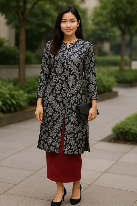 13 Inspirasi Model Tunik Batik Setelan Rok yang Simpel Tapi Mewah, Cocok untuk Segala Acara
