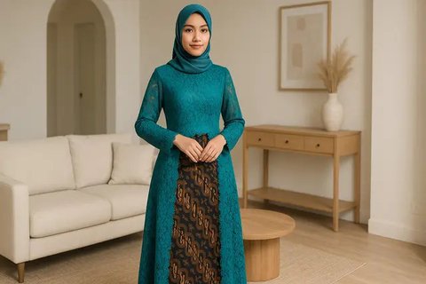 8 Model Gamis Brokat Kombinasi Batik Terbaru Tren 2025, Anggun dan Penuh Karakter (sumber:AI)