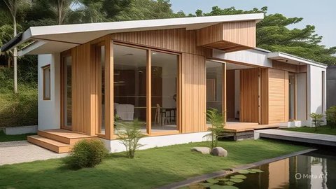 Rumah Kayu Minimalis yang Tahan Lama Meski Sering Hujan (Foto: ChatGPT)