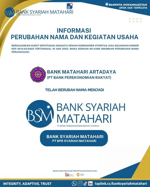 Bank Syariah Matahari (BSM). (Tangkapan layar instagram BSM)