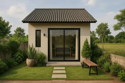 8 Gambar Rumah Minimalis 5x7 Meter di Desa dengan Taman, Kecil tapi Adem (sumber:AI)
