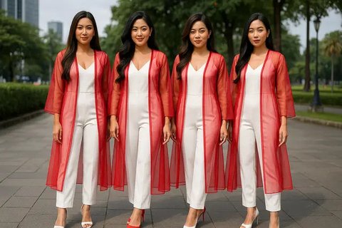 Model OOTD Merah Putih (AI)