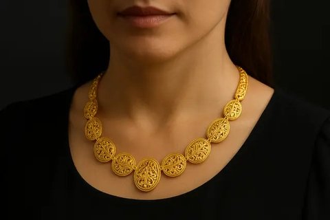 7 Kalung Emas Ini Cuma 5 Gram, Tapi Modelnya Seperti Sultan yang Mewah dan Elegan (sumber:AI)