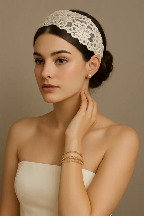 Model Headpiece, Anting, dan Gelang/AI