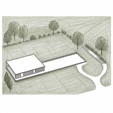 Sketsa Rumah Sederhana Halaman Luas (Meta AI)