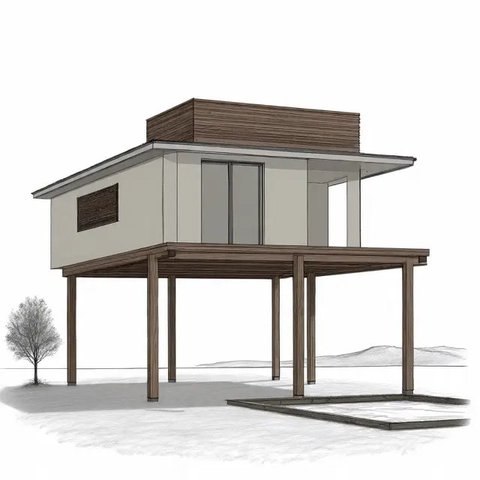 Sketsa Rumah Sederhana Halaman Luas (Meta AI)
