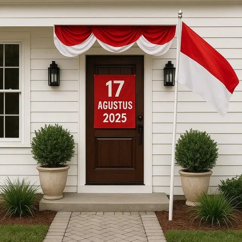 Contoh Dekorasi Depan Rumah untuk 17 Agustus 2025 yang Murah dan Bagus/AI