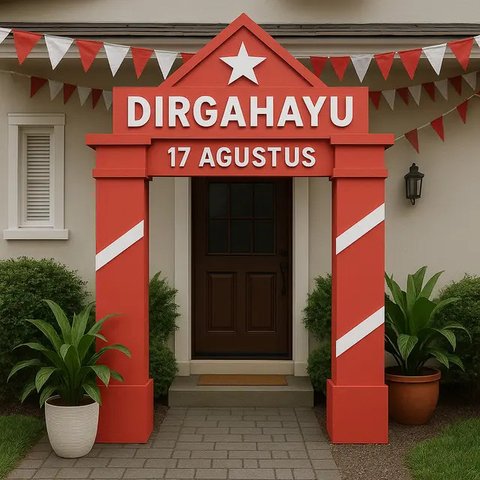 Contoh Dekorasi Depan Rumah untuk 17 Agustus 2025 yang Murah dan Bagus/AI