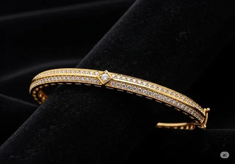 Gelang Bertabur Berlian Mini/Model Gelang Emas 375 Terbaru (Sumber: gemini.com)