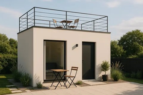 Model Rumah Kecil dengan Rooftop ala Pinterest (created by AI)