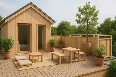 Model Rumah Kecil dengan Rooftop ala Pinterest (created by AI)