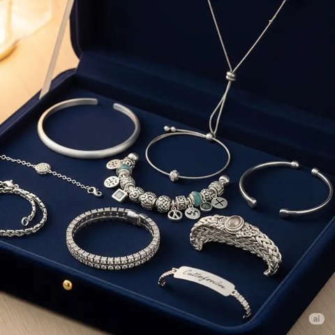 Model Gelang Perak Putih Terbaru 2025 untuk Penderita Alergi Emas. Foto: Gemini