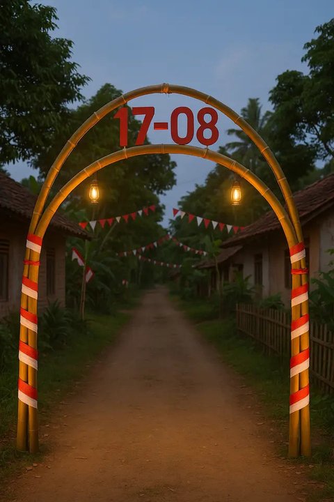 Model Gapura 17 Agustus Dari Bambu Simple