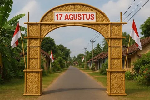 Model Gapura 17 Agustus Dari Bambu Simple
