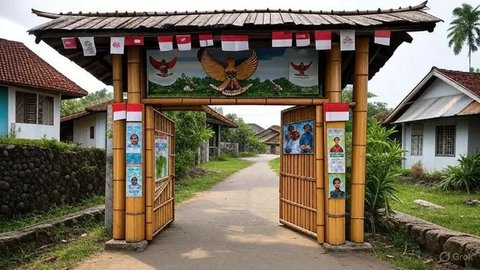 Model Gapura 17 Agustus Dari Bambu Simple