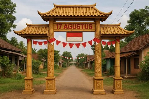 Model Gapura 17 Agustus Dari Bambu Simple