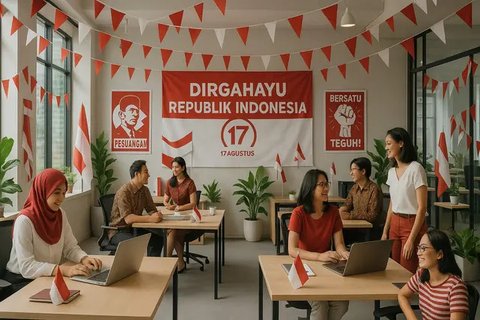 Dekorasi 17 Agustus di Kantor (created by AI)