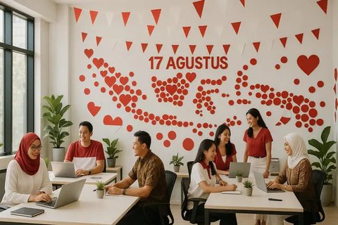 Dekorasi 17 Agustus di Kantor (created by AI)