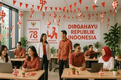 Dekorasi 17 Agustus di Kantor (created by AI)
