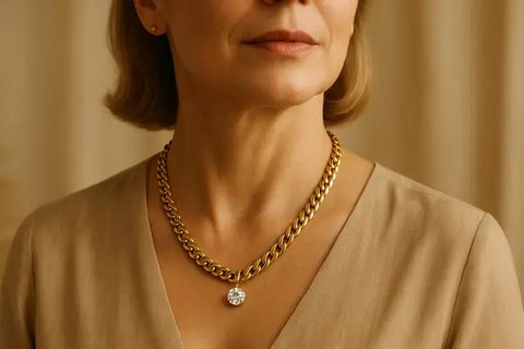 Model Kalung 50 Gram Emas Elegan untuk Ibu-Ibu 40 Tahun ke Atas (created by AI)