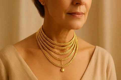 Model Kalung 50 Gram Emas Elegan untuk Ibu-Ibu 40 Tahun ke Atas (created by AI)