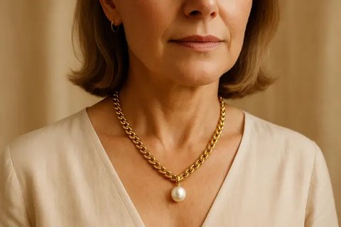 Model Kalung 50 Gram Emas Elegan untuk Ibu-Ibu 40 Tahun ke Atas (created by AI)