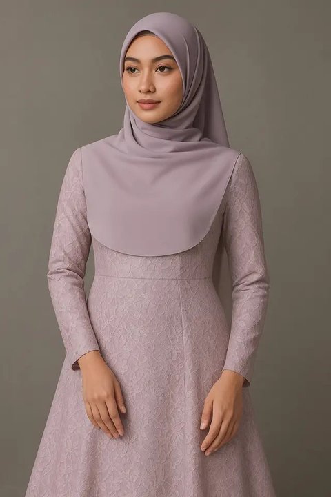 7 Model Long Dress Brokat Menutup Dada, Elegan dan Syar'i untuk Gaya Hijab 2025 (sumber:AI)