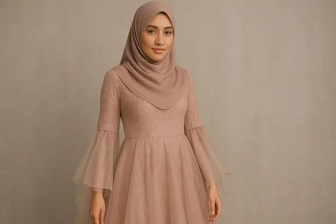 7 Model Long Dress Brokat Menutup Dada, Elegan dan Syar'i untuk Gaya Hijab 2025 (sumber:AI)