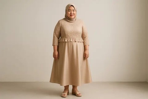 Model Dress Brokat untuk Orang Gemuk dan Pendek Berhijab