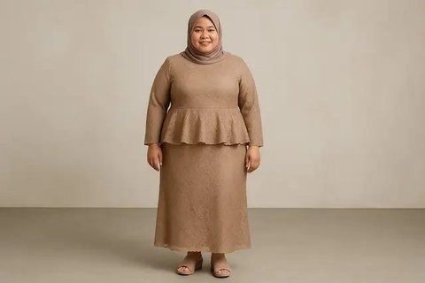 Model Dress Brokat untuk Orang Gemuk dan Pendek Berhijab