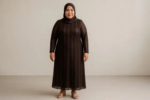Model Dress Brokat untuk Orang Gemuk dan Pendek Berhijab