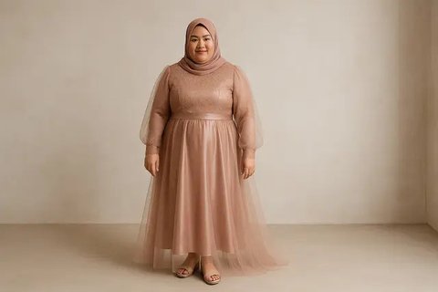 Model Dress Brokat untuk Orang Gemuk dan Pendek Berhijab