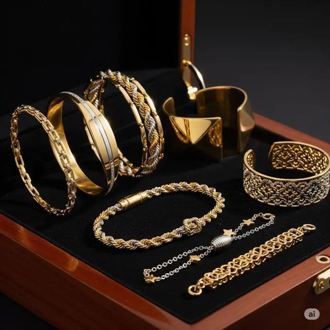 Ilustrasi Model Gelang Emas untuk Tangan Besar. (Foto: Gemini AI)