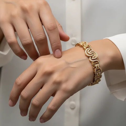 Ilustrasi Model Gelang Emas untuk Tangan Besar. (Foto: Gemini AI)