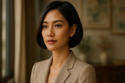 Model Rambut untuk Wajah dengan Dagu Runcing (created by AI)