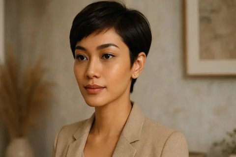 Model Rambut untuk Wajah dengan Dagu Runcing (created by AI)