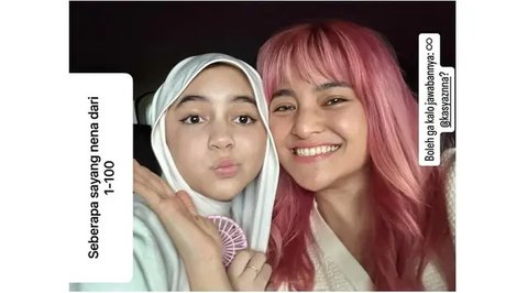 Gaya Marshanda rambut pink saat bareng Sienna. [IG: @marshanda99]