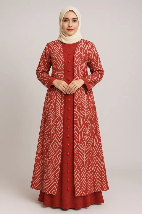 Model Gamis Brokat Kombinasi Outer Batik Panjang Tema 17 Agustus/AI