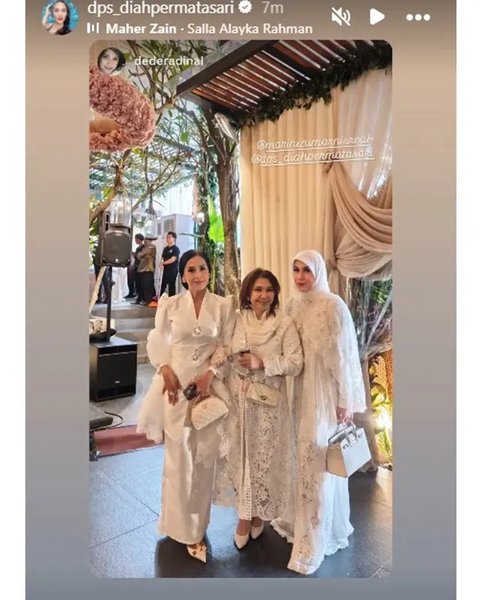 Bella Saphira, Diah Permatasari dan Marini Zumarnis di acara pengajian. [IG: @dps_diahpermatasari]