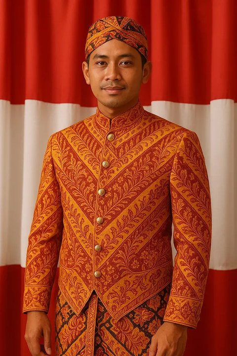 Ilustrasi Model Beskap dan Blangkon untuk Tampilan Pria Makin Berwibawa dalam Peringatan HUT RI