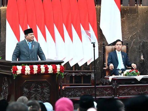 Presiden Republik Indonesia Prabowo Subianto menyampaikan pidato kenegaraan pada Sidang Tahunan MPR RI serta Sidang Bersama DPR dan DPD RI di Gedung DPR/MPR RI, Jakarta, Jumat (15/8/2025). (A