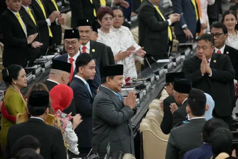 Presiden Republik Indonesia Prabowo Subianto menyampaikan pidato kenegaraan pada Sidang Tahunan MPR RI serta Sidang Bersama DPR dan DPD RI di Gedung DPR/MPR RI, Jakarta, Jumat (15/8/2025). (A