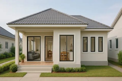 Model Rumah Sederhana 6x12 Dengan 3 Kamar dan Teras Depan