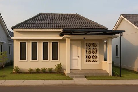 Model Rumah Sederhana 6x12 Dengan 3 Kamar dan Teras Depan