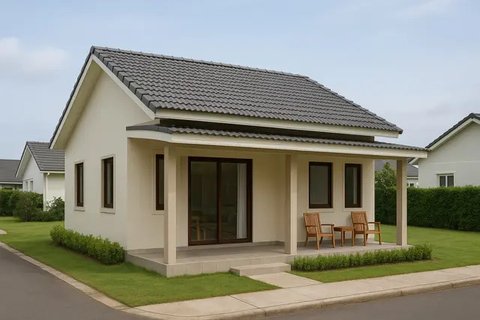Model Rumah Sederhana 6x12 Dengan 3 Kamar dan Teras Depan