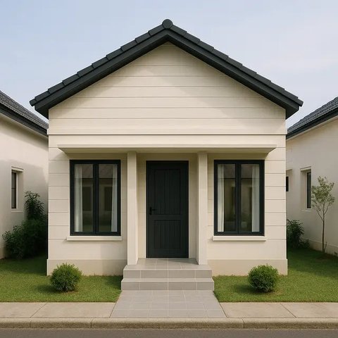 Model Rumah Sederhana 6x12 Dengan 3 Kamar dan Teras Depan